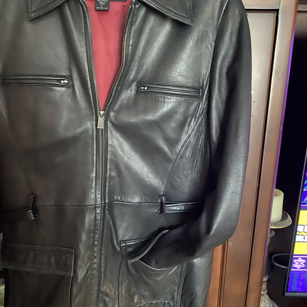 Express Black Leather Military Jacket